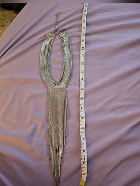 Silver Fringe Statement Necklace - Women Jewelry